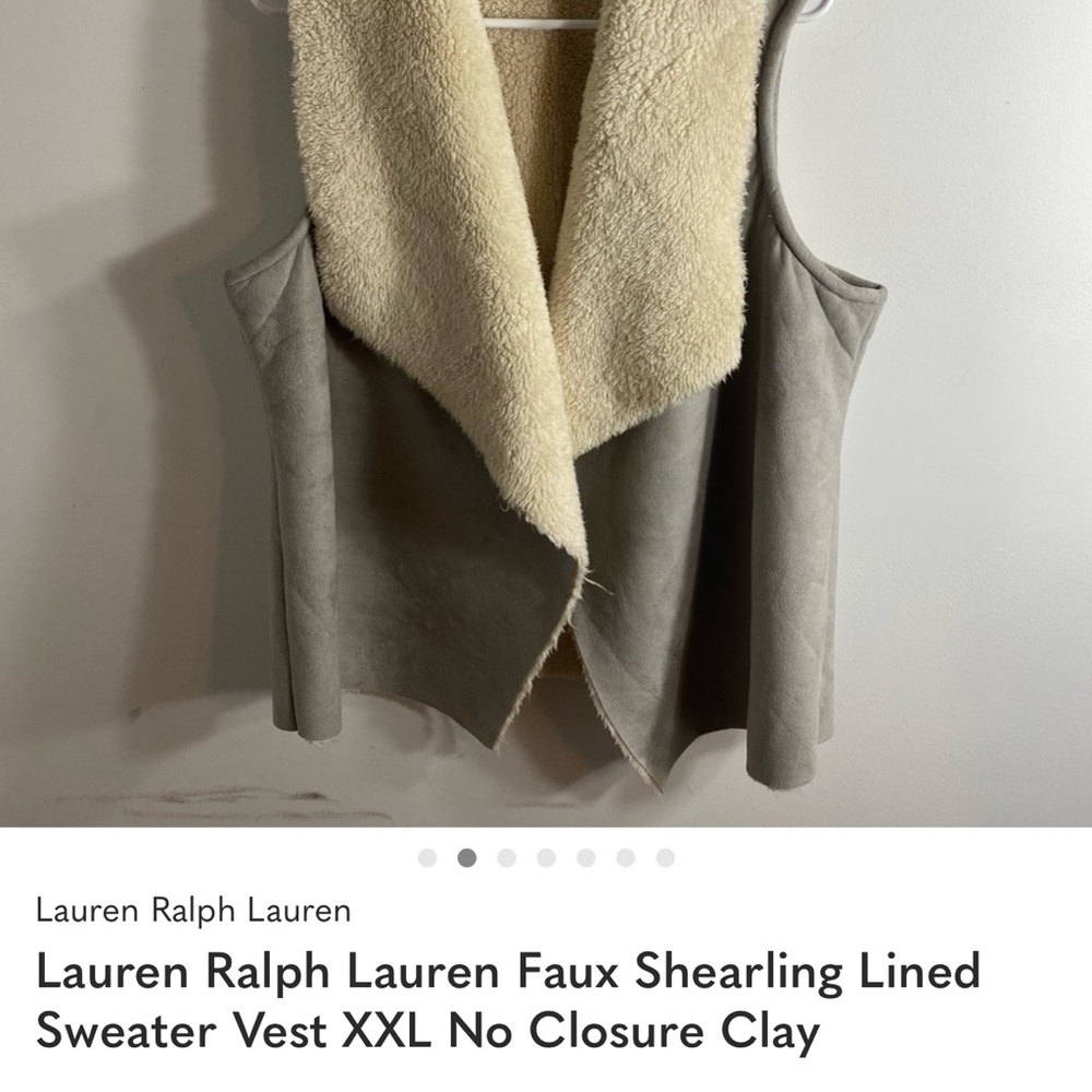 Very nice Lauren Ralph Lauren Faux Shearling Lined Sweater Vest XXL
